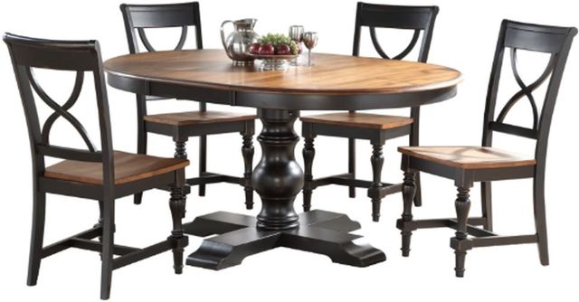 Winners Only® Torrance Brown Top Dining Table with Ebony Pedestal Base-2