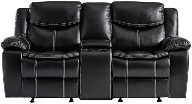 Homelegance® Bastrop Black Double Manual Glider Reclining Loveseat-2