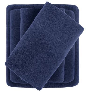 Olliix by True North by Sleep Philosophy Micro Fleece Navy Twin Sheet Set-0
