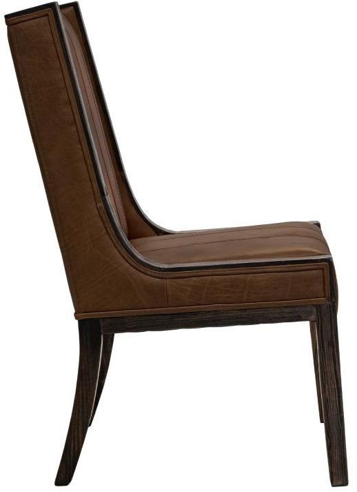 International Furniture Direct Balam Black/Brown Leather Dining Side Chair-2