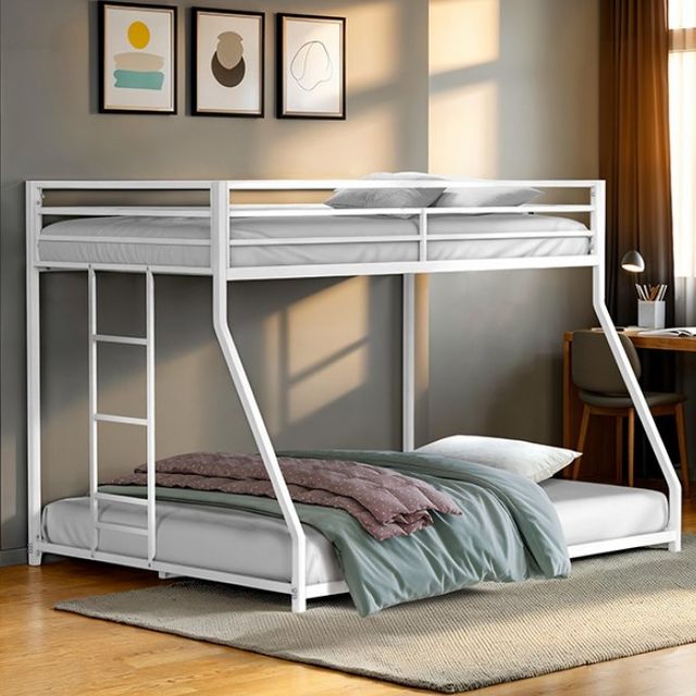 Furniture of America® Southall Matte White Youth Twin/Full Metal Bunk Bed-1