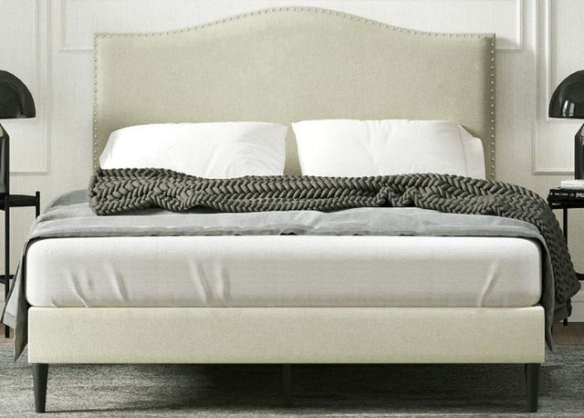 American Wholesale Furniture Leighford Beige King Upholstered Bed-0