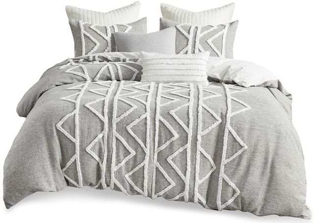Olliix by INK+IVY Hayes 3 Piece Gray King/California King Chenille Cotton Comforter Set-0