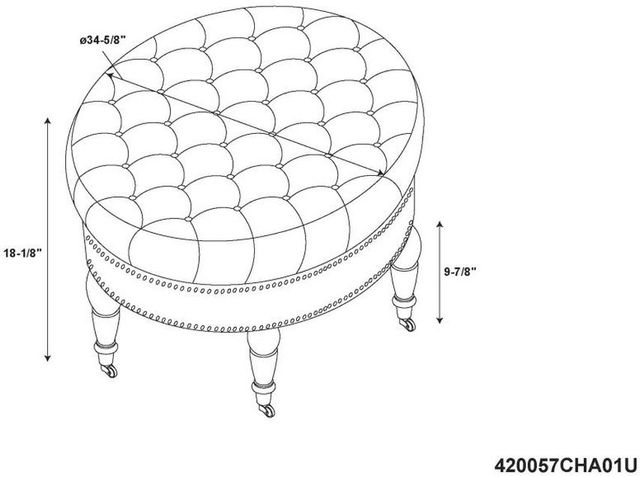 Linon Isabelle Charcoal Round Tufted Ottoman-1