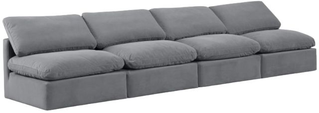 Meridian Furniture Indulge 4-Piece Gray Armless Velvet Sofa-0