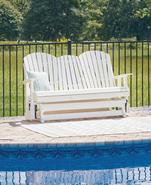 Signature Design by Ashley® Hyland Wave White Plastic Outdoor Glider Loveseat-4