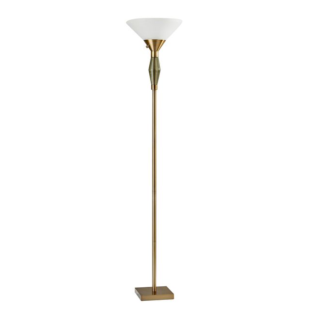 Adesso® Murphy Antique Brass/Green Glass 300W Torchiere-0