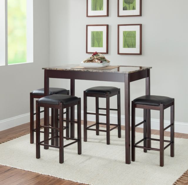 Linon Lancer 5-Piece Black/Brown Tavern Set-1