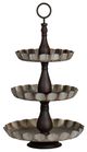 A & B Home Brown/Gray Round Three-Tiered Serving Tray-0