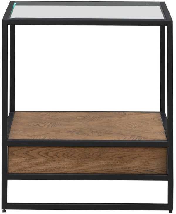 Liberty Furniture Bedford Glass Top End Table with Black/Weathered Oak Base-4