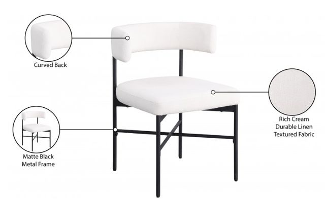 Meridian Furniture Rivage Cream/Matte Black Upholstered Dining Side Chair-3