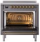 Ilve® Nostalgie II Noblesse 36'' Graphite Matte Pro Style Induction Range with Brass Trim-1