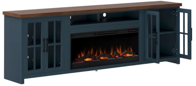 Legends Home Nantucket Blue Denim/Whiskey 97" Fireplace TV Console-0