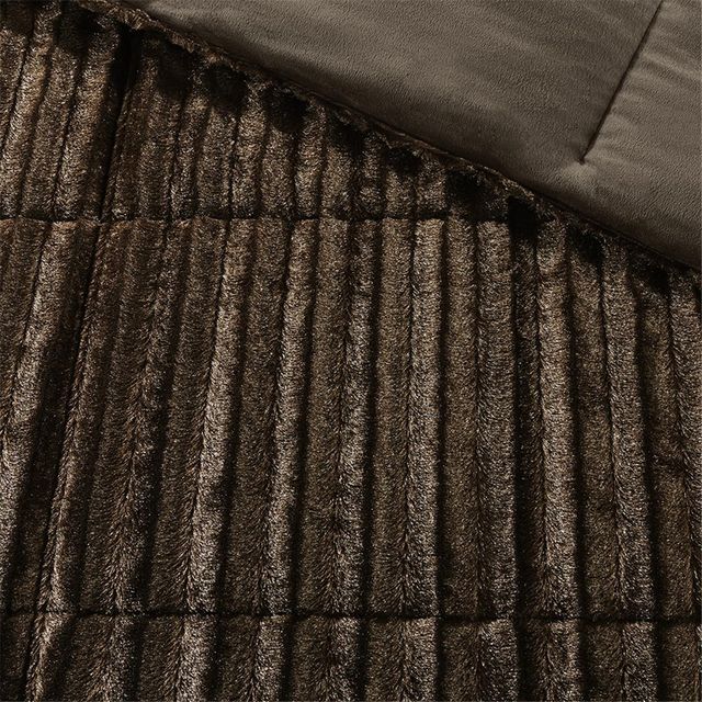 Olliix by Madison Park Duke Chocolate King/California King Faux Fur Comforter Mini Set-1