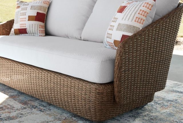 Signature Design by Ashley® Double Point 3-Piece Beige/Brown Fabric/Wicker Rattan Outdoor Conversation Set-4