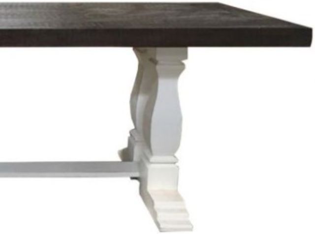 Million Dollar Rustic Pine Island Weathered White Dining Table-1