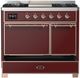Ilve® Majestic III 40" Burgundy Pro Style Dual Fuel Natural Gas Range with Solid Door and Copper Trim-1