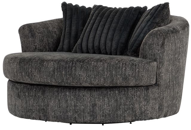Hughes Furniture® 13650 Galactic Charcoal Barrel Swivel Chair-2