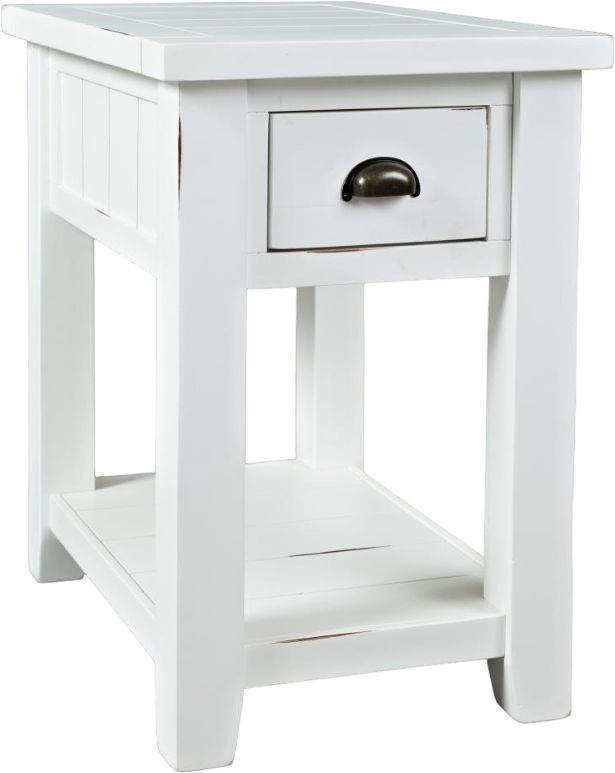 Jofran Inc. Artisan's Craft Distressed Weathered White Chairside Table-0