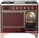 Ilve® Majestic III 40" Burgundy Pro Style Dual Fuel Liquid Propane Range with Solid Door and Copper Trim-3