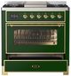 Ilve® Majestic III 36" Emerald Green Pro Style Dual Fuel Liquid Propane Range with 6 Black Brass Burners and Brass Trim-2