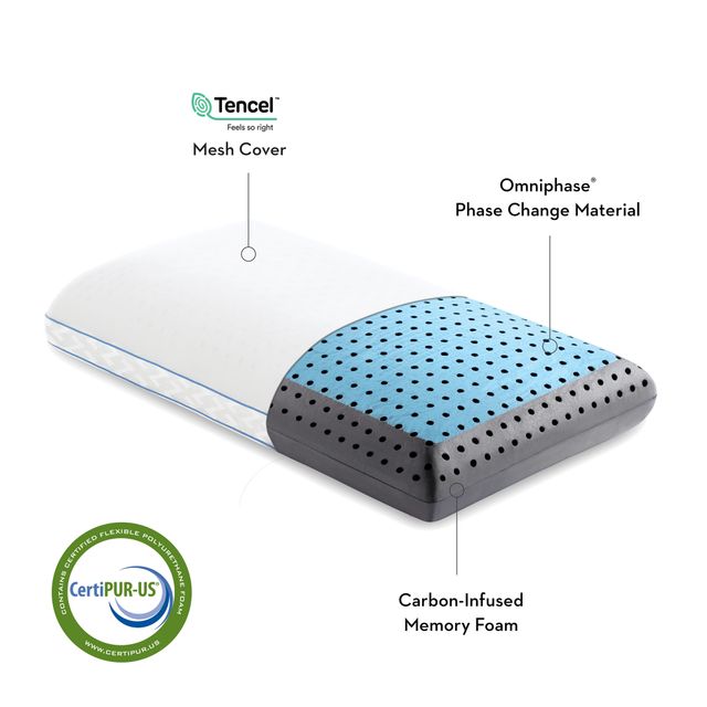 Malouf® Z® CarbonCool™ + OmniPhase™ LT King Bed Pillow-3