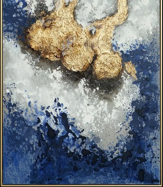 Classy Art Style 22 Hand Painted Textured Canvas with Foil Wall Art-1