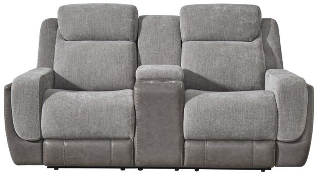 Corinthian Furniture Jenner Charcoal/Gray Power Reclining Loveseat with Power Headrest and Console-1