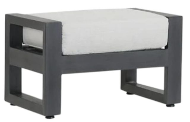 Sunset West Redondo Slate Aluminum Outdoor Ottoman with Cast Silver Cushion-0