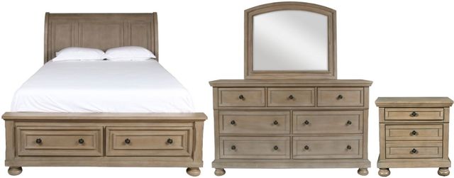 New Classic® Home Furnishings Allegra 4-Piece Pewter California King Sleigh Bedroom Set-0