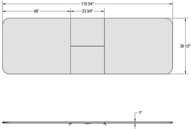 Amisco Customizable Burton 120" Rectangular Extendable Table with 1" Birch Veneer Top, Radius Corners and 1 Leaf-2