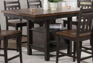 Rustic Two-Tone Gathering Table w/ Self Storing Butterfly Leaf-0
