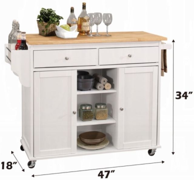 ACME Furniture Tullarick Natural/White Kitchen Cart-2
