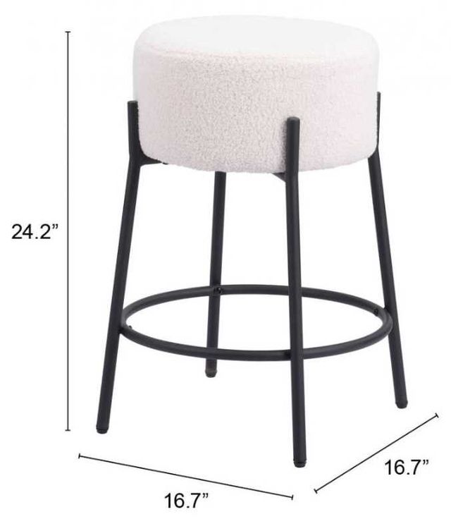 Zuo® Modern Blanche 2-Piece Black/Ivory Counter Stool Set-3