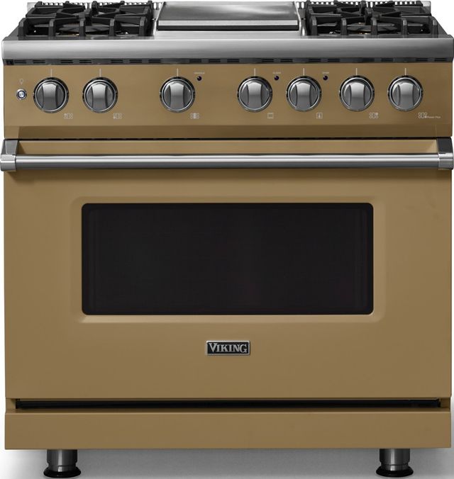 Viking® 5 Series 36" Golden Hour Pro Style Dual Fuel (NG) Range with Polished Chrome Trim-0