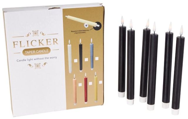 Deco Marche 6-Piece Black 10" Wax Flameless Candle with Remote Control Set-2