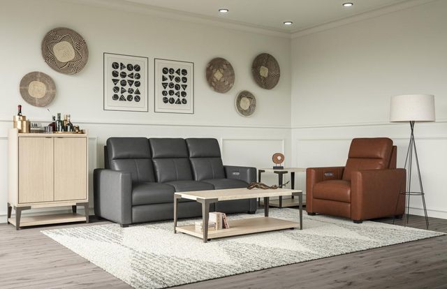 Flexsteel® Omni Natural Light Rectangular Coffee Table with Antique Bronze Metal Frame-2