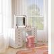 TOV Furniture Hollywood 2-Piece White Small Desk with LED Panel Vanity Set-1