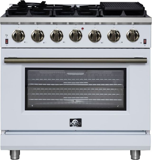 FORNO® Massimo Series Alta Qualita 36" White Pro Style Gas Range-0