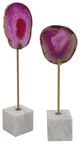 A & B Home 2-Piece Pink/Gold/White Agate Decorative Statuaries Set-2