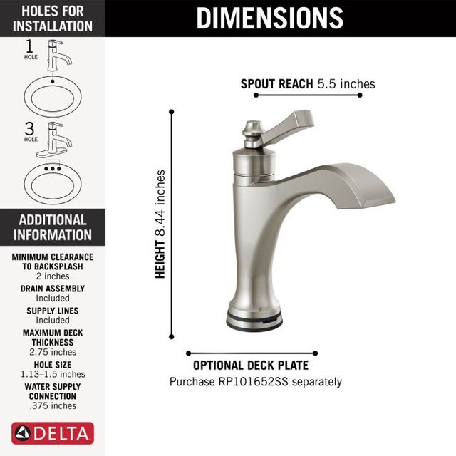 Delta Dorval® Stainless Touch2O® Bathroom Faucet with Touchless Technology-1