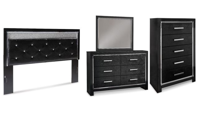 Signature Design by Ashley® Kaydell 4-Piece Black King Upholstered Panel Headboard Bedroom Set-0