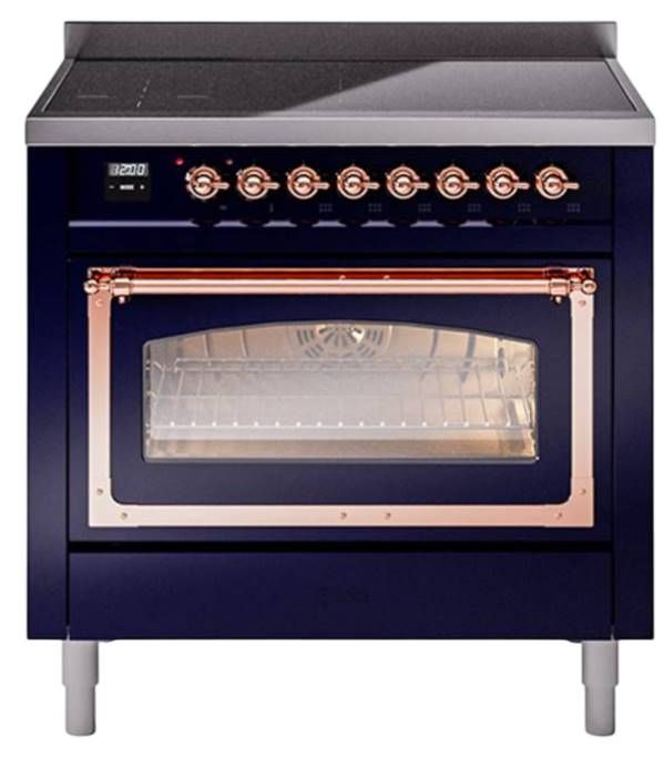 Ilve® Nostalgie II Noblesse 36'' Midnight Blue Pro Style Induction Range with Copper Trim-0
