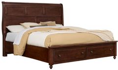 Vaughan-Bassett Vista Warm Cherry Queen Sleigh Storage Bed 