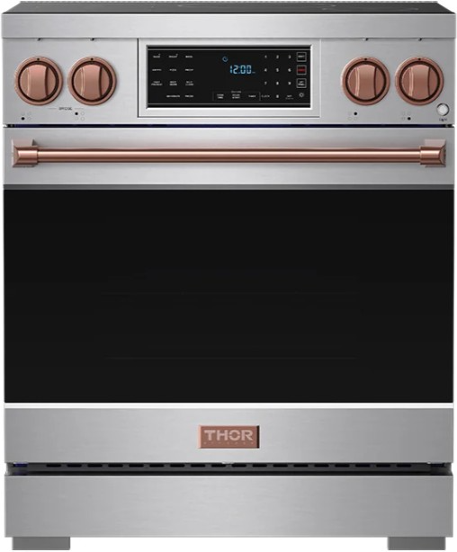 Thor Kitchen® Gordon Ramsay Collection 30" Stainless Steel Pro Style Induction Range with Tilt Panel Touch Control and Rose Gold Trim