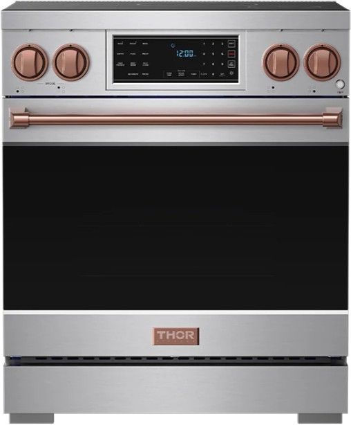 Thor Kitchen® Gordon Ramsay Collection 30" Stainless Steel Pro Style Induction Range with Tilt Panel Touch Control and Rose Gold Trim-0