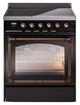 Ilve® Nostalgie II Noblesse 30'' Glossy Black Pro Style Induction Range with Burnished Trim-0