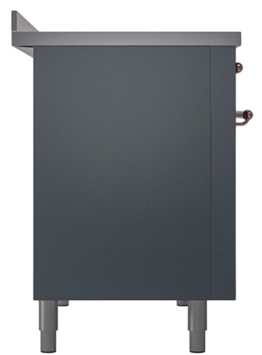 Ilve® Nostalgie II Noblesse 48'' Blue Gray Pro Style Induction Range with Copper Trim-2