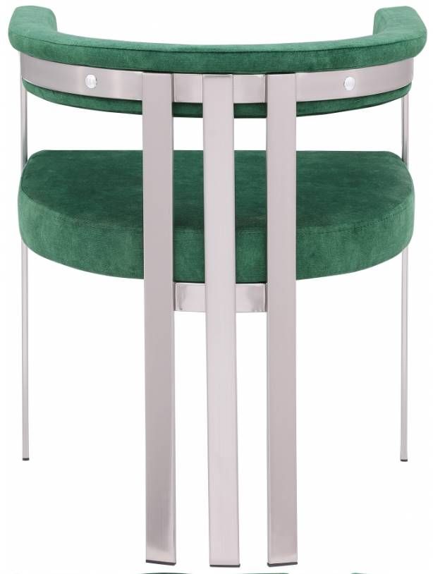 Meridian Furniture Marcello Green/Brushed Chrome Velvet Dining Chair-2
