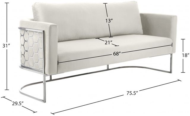 Meridian Furniture Casa Cream/Chrome Velvet Sofa-2